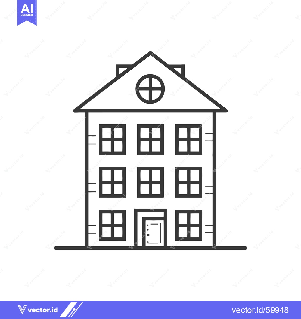 Premium Vector dari Simple Line Drawing Of A Three Story House