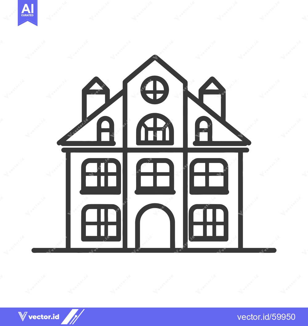 Premium Vector dari Line drawing of a grand multistory house
