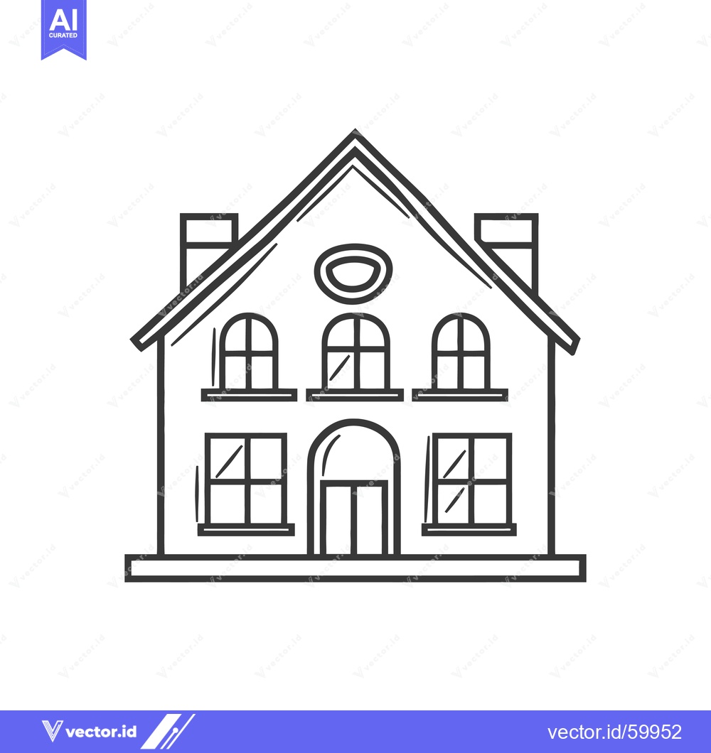 Premium Vector dari A Simple Sketch Of A Two Story House
