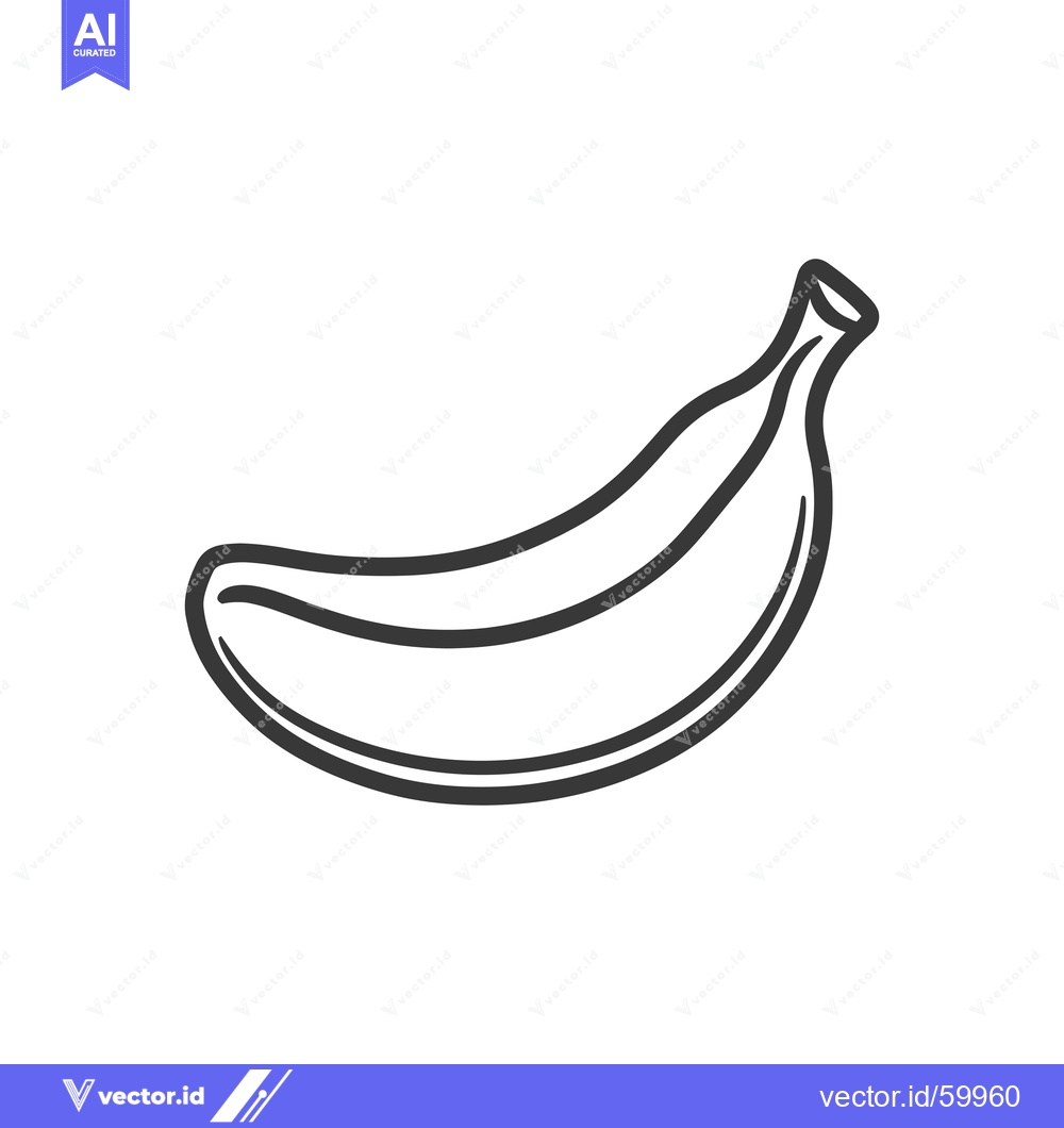 Premium Vector of A Simple Line Drawing Of A Single Banana