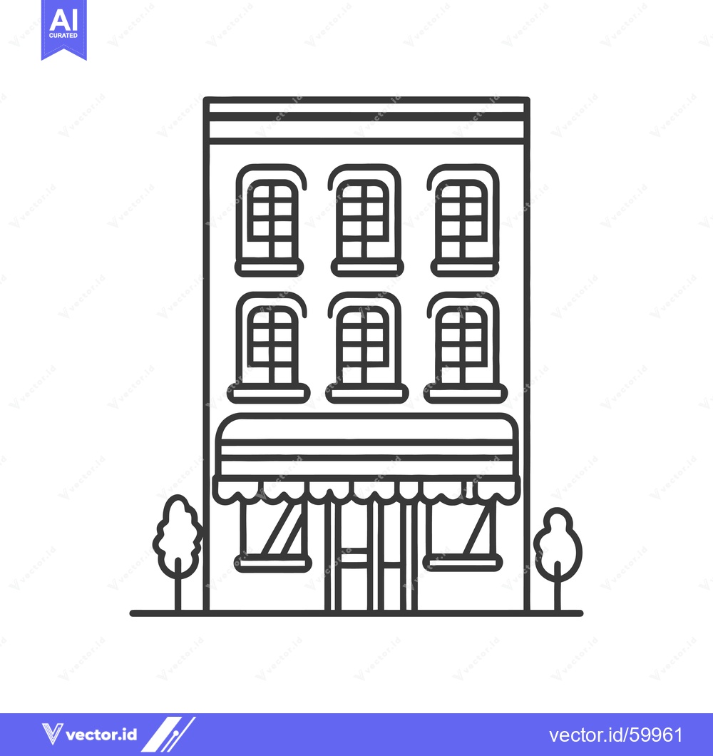 Premium Vector dari Simple Line Drawing of a Building with a Shopfront