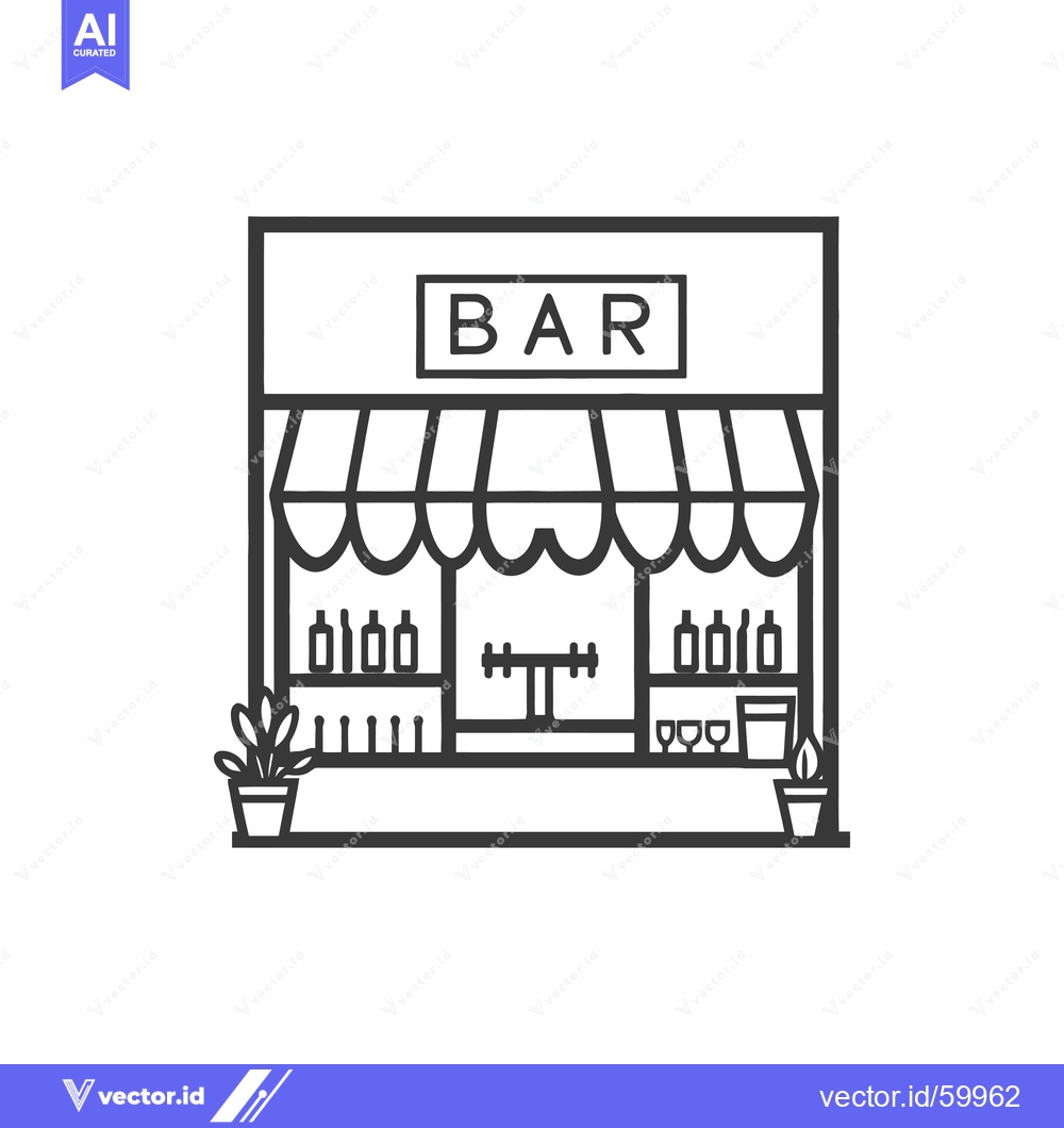 Premium Vector of Simple Line Drawing of a Bar Facade