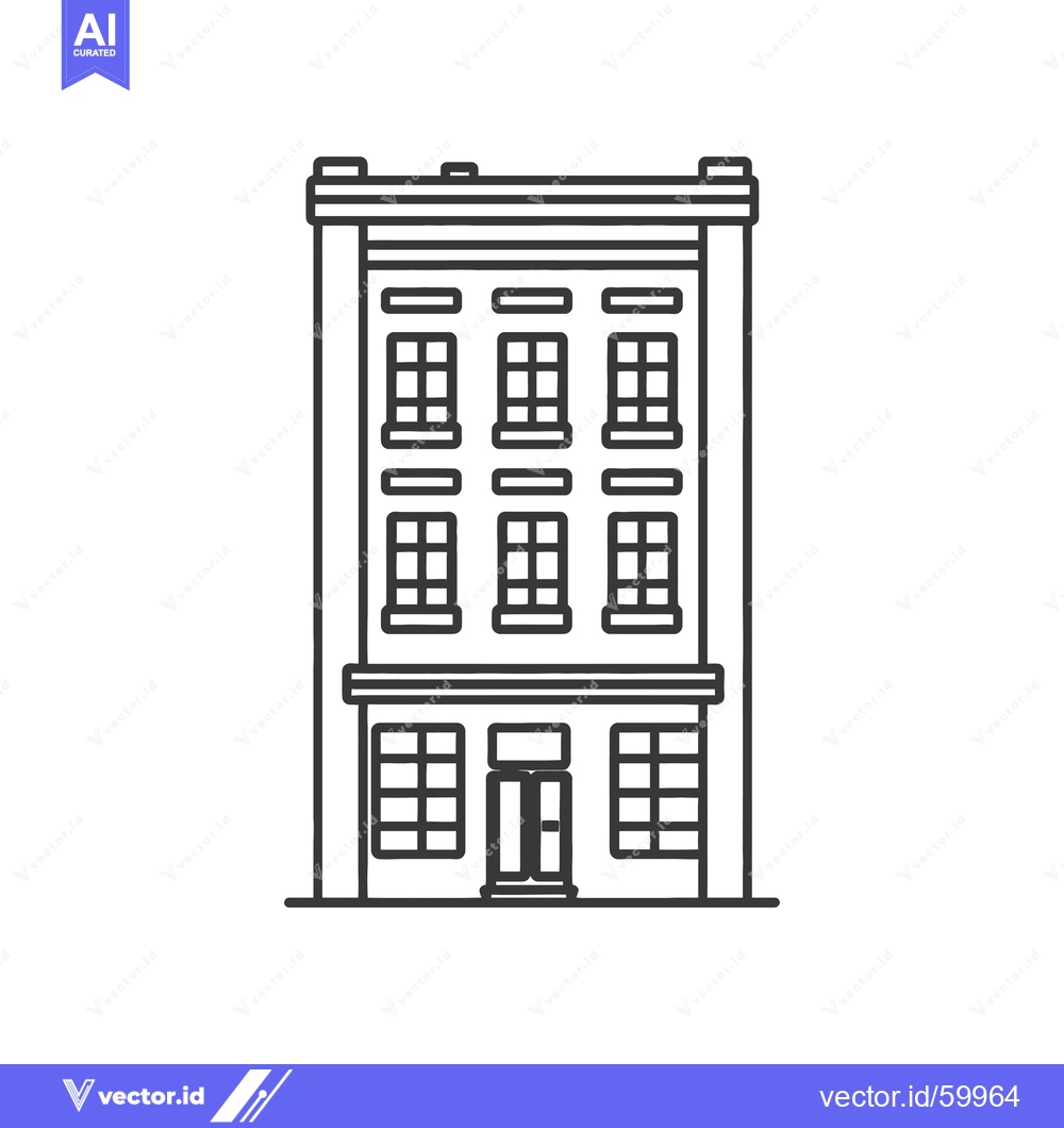 Premium Vector of Simple Line Drawing Of A Multi Story Building