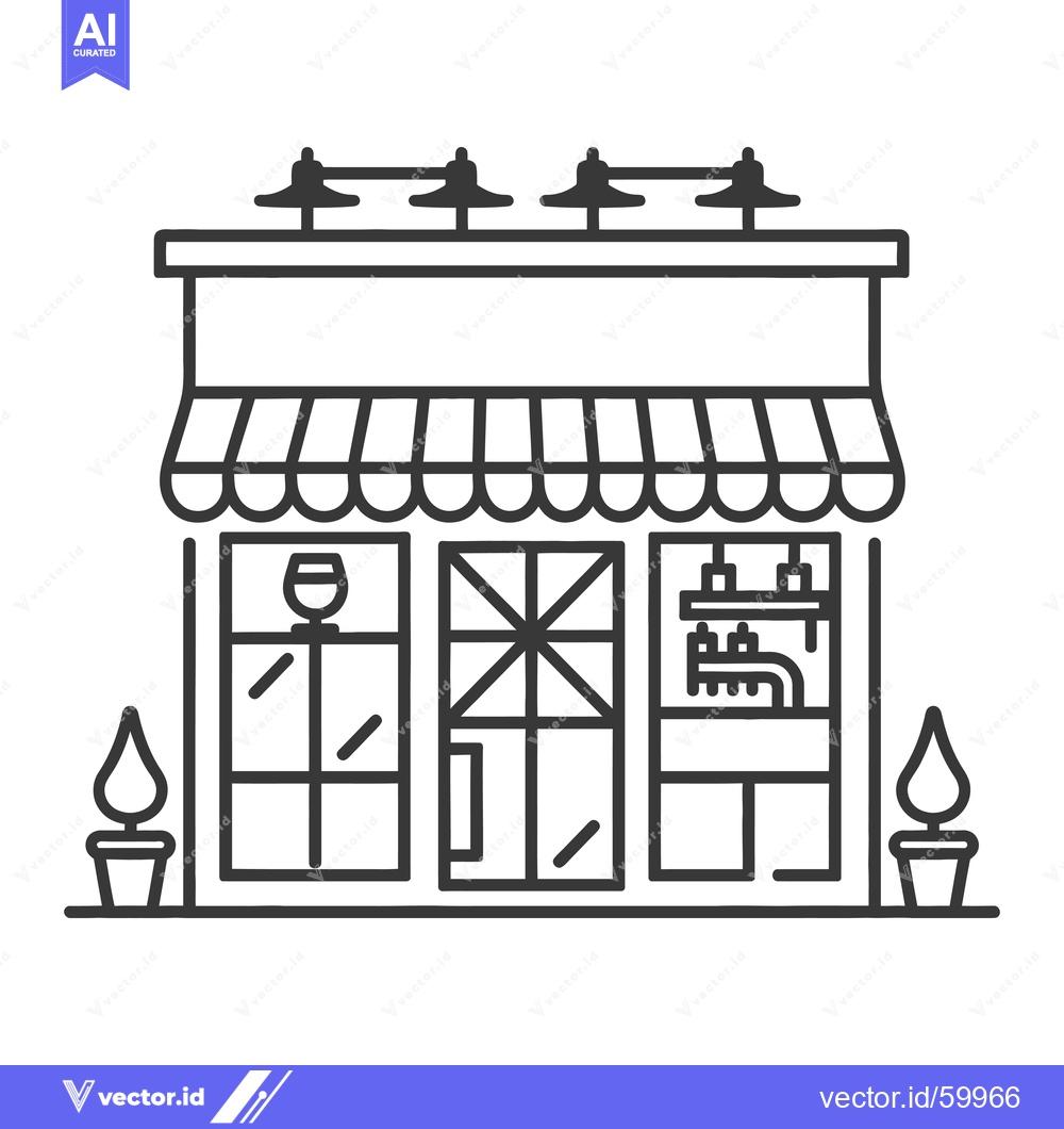 Premium Vector dari Simple Line Drawing of a Small Bar or Pub