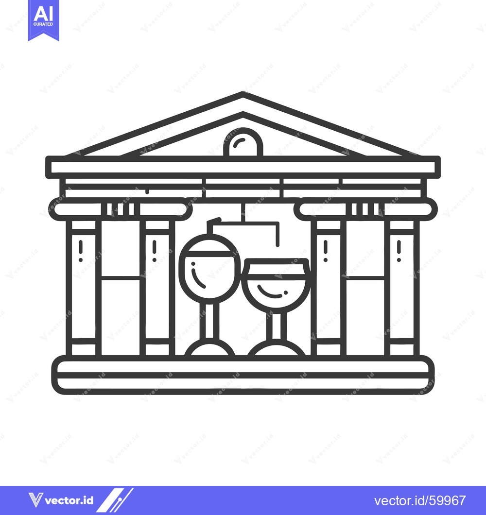 Premium Vector dari Classical Building Featuring Two Wine Glasses