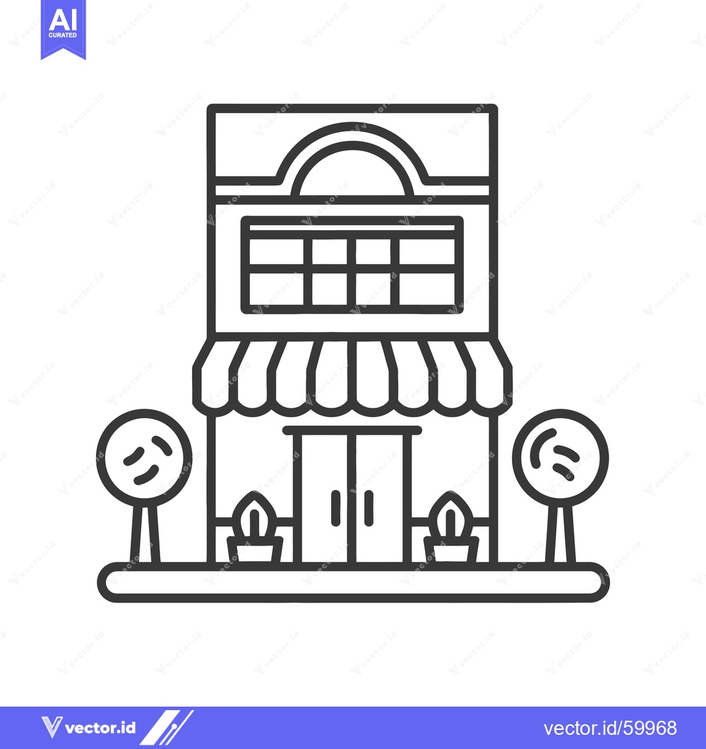 Premium Vector dari A Simple Line Drawing Of A Small Shop Building
