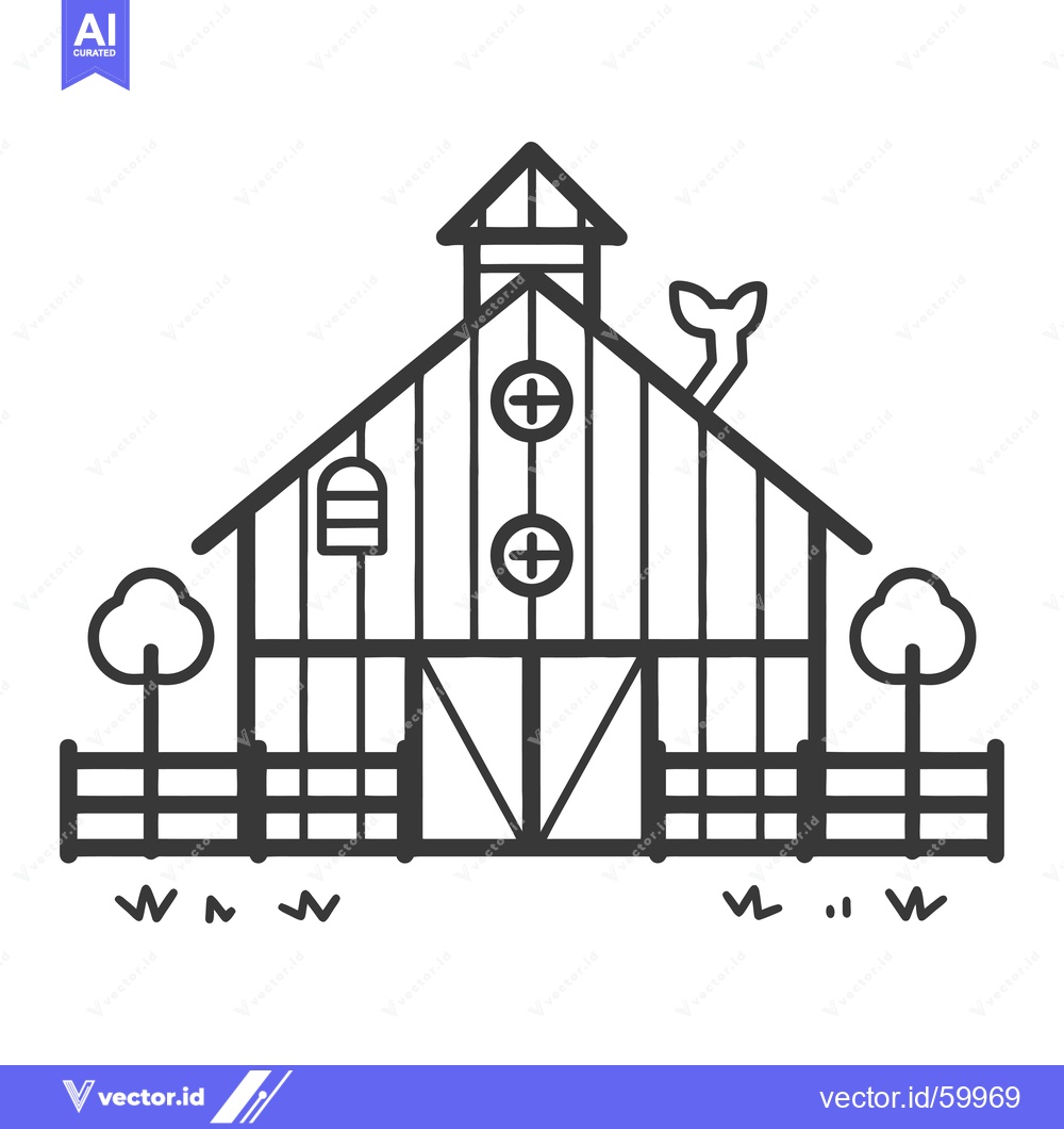 Premium Vector of Simple Line Drawing of a Farm Barn