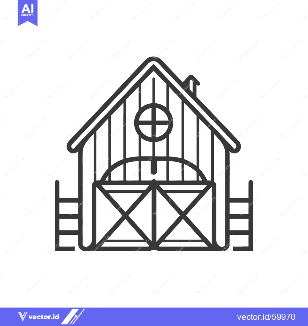 Premium Vector of Simple Line Drawing of a Farm Barn