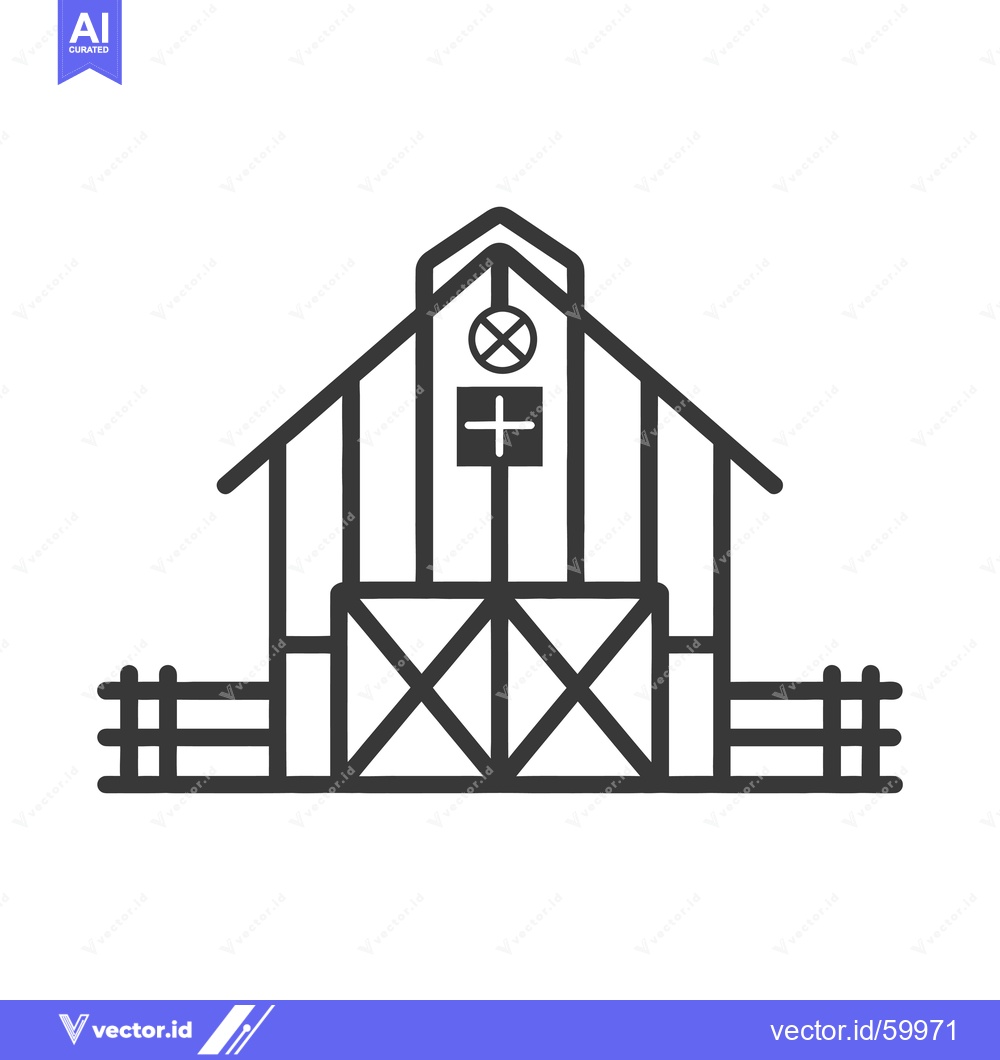 Premium Vector of Simple Line Drawing of a Farm Barn