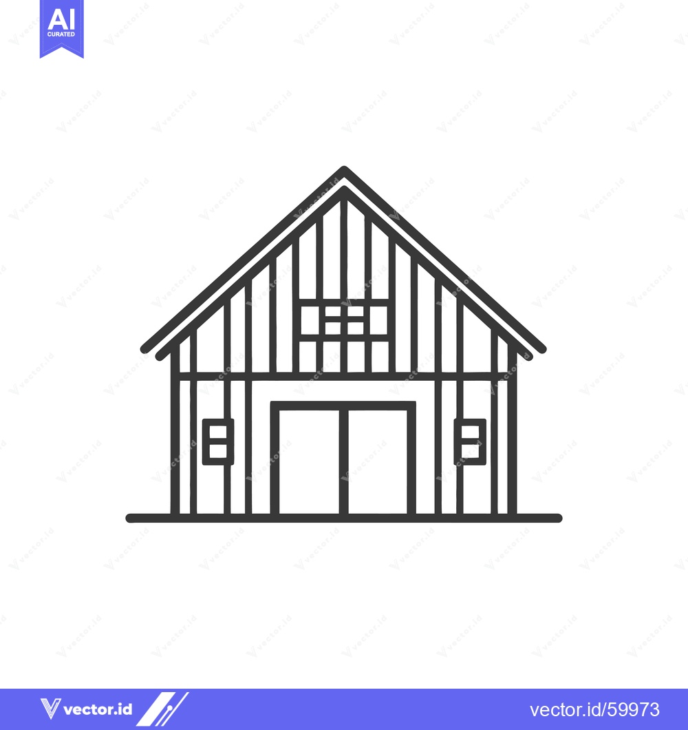 Premium Vector dari Simple Line Drawing of a Barn Building