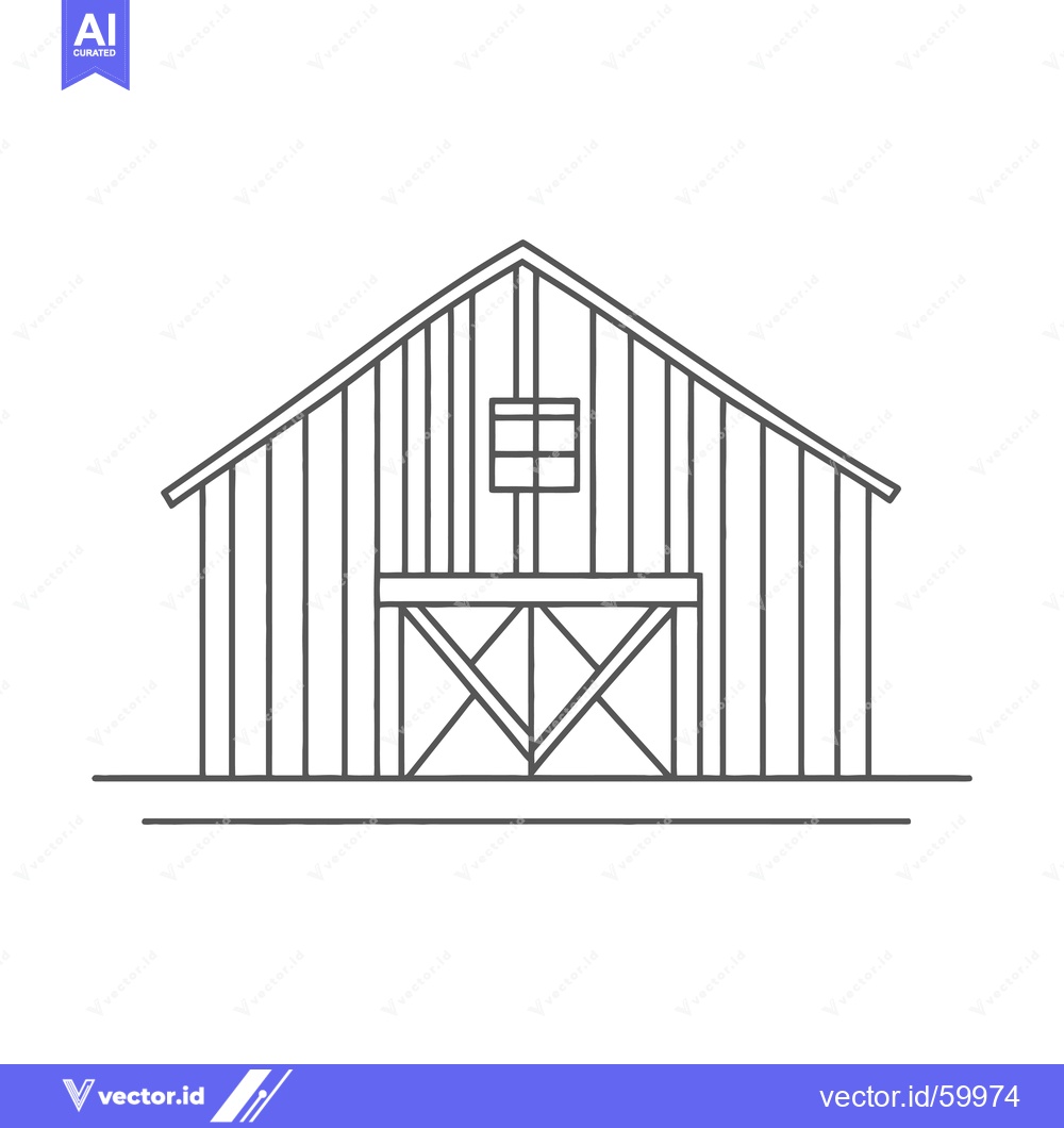 Premium Vector dari Simple Line Drawing Of A Classic Barn Structure