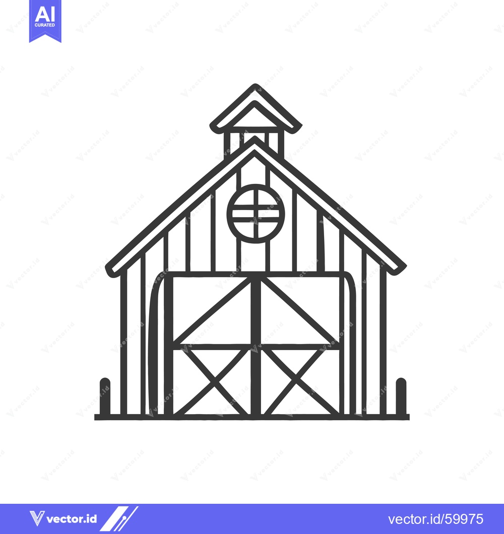 Premium Vector of Simple Line Drawing Of A Classic Barn Building