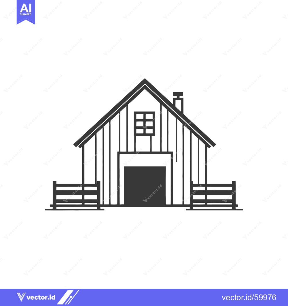Premium Vector dari Simple Barn Illustration With Small Fence