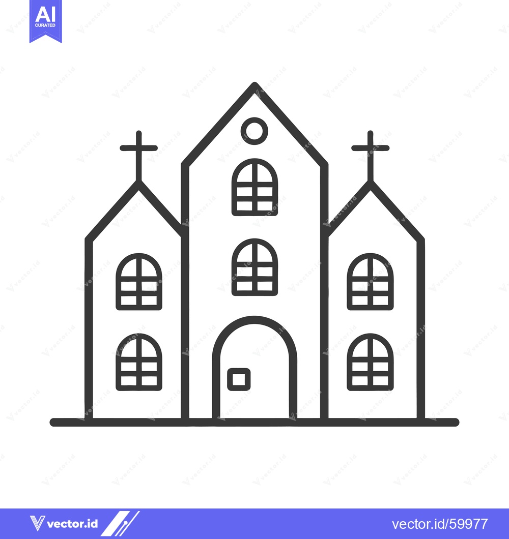 Premium Vector of Simple Line Drawing of a Church Building
