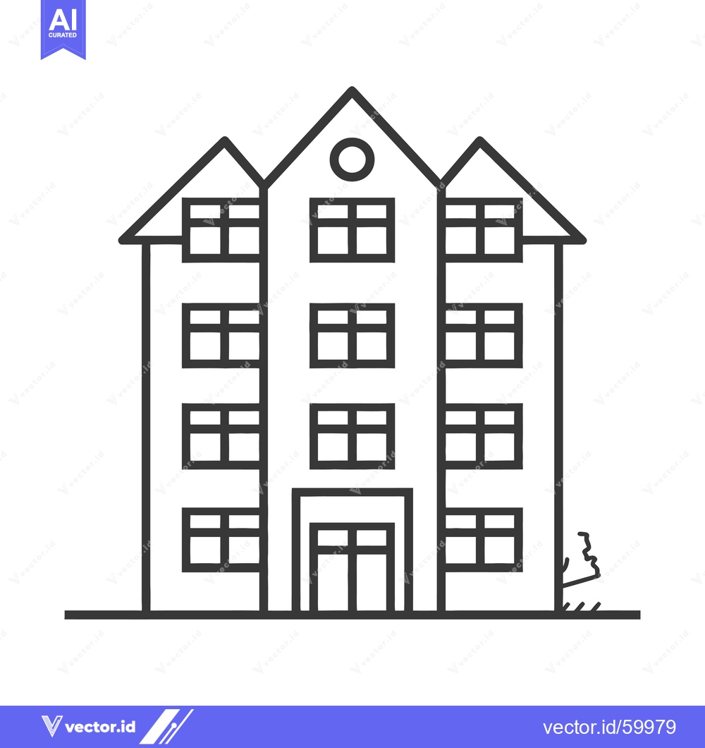 Premium Vector dari Simple Line Drawing Of A Multi Story Building