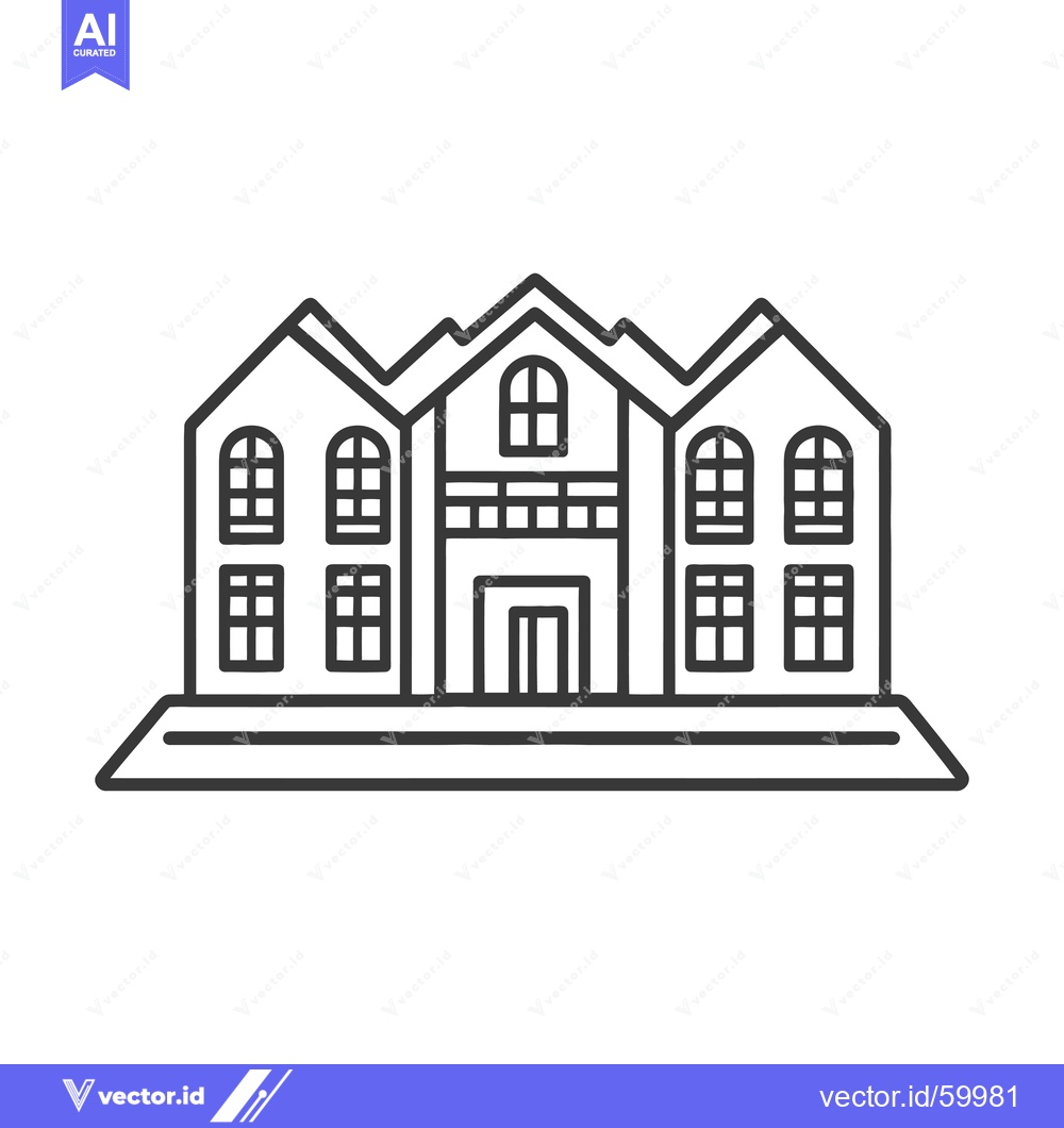 Premium Vector of Line Drawing of a Large Suburban House