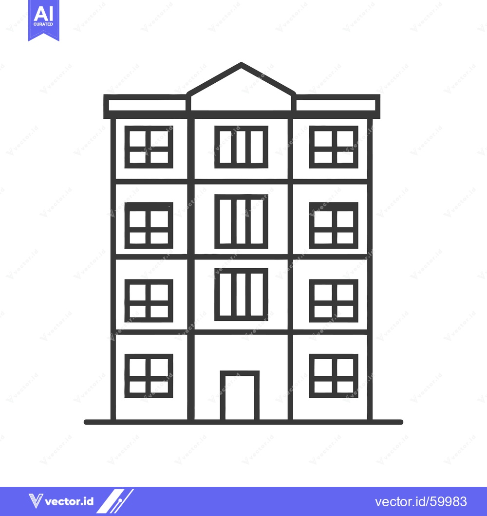 Premium Vector dari Simple Line Drawing Of A Multi Story Building