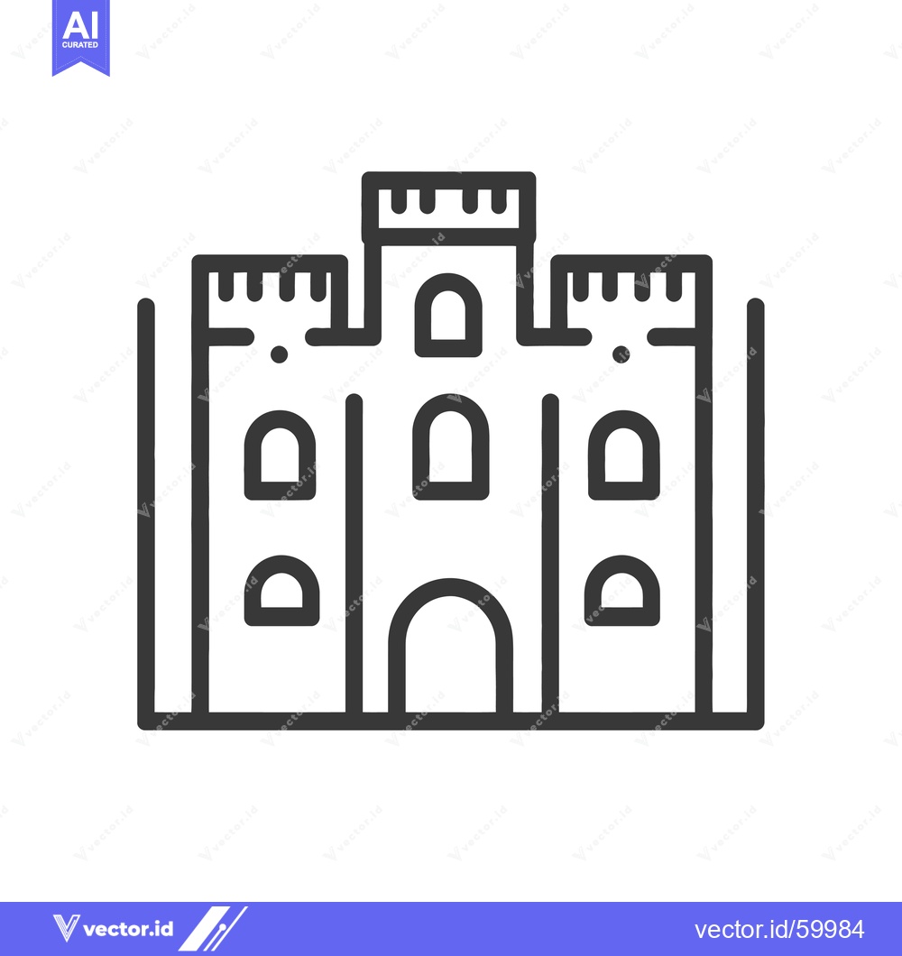 Premium Vector of A Simple Line Drawing Of A Fortified Castle