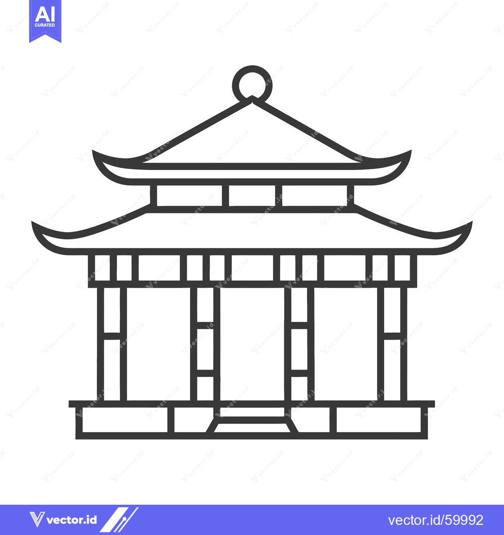 Premium Vector dari Line drawing of a traditional Asian style pagoda