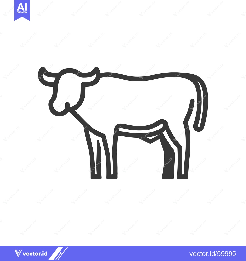 Premium Vector dari Line art illustration of a standing cow