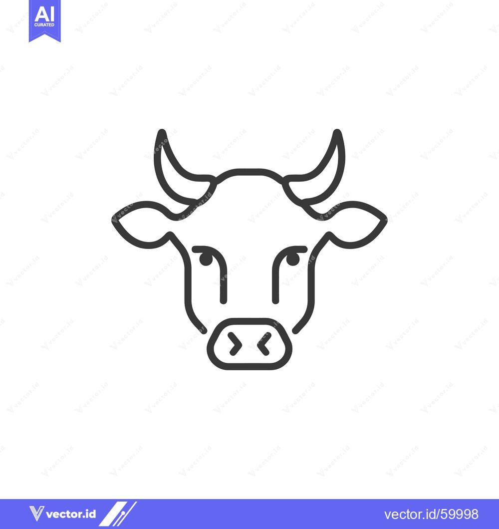 Premium Vector of Line art illustration of a bull head