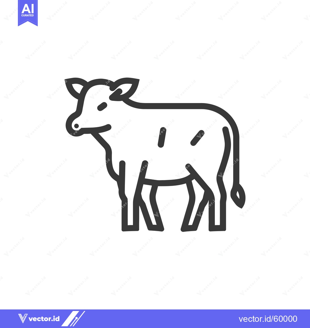Premium Vector of Line art illustration of a young cow