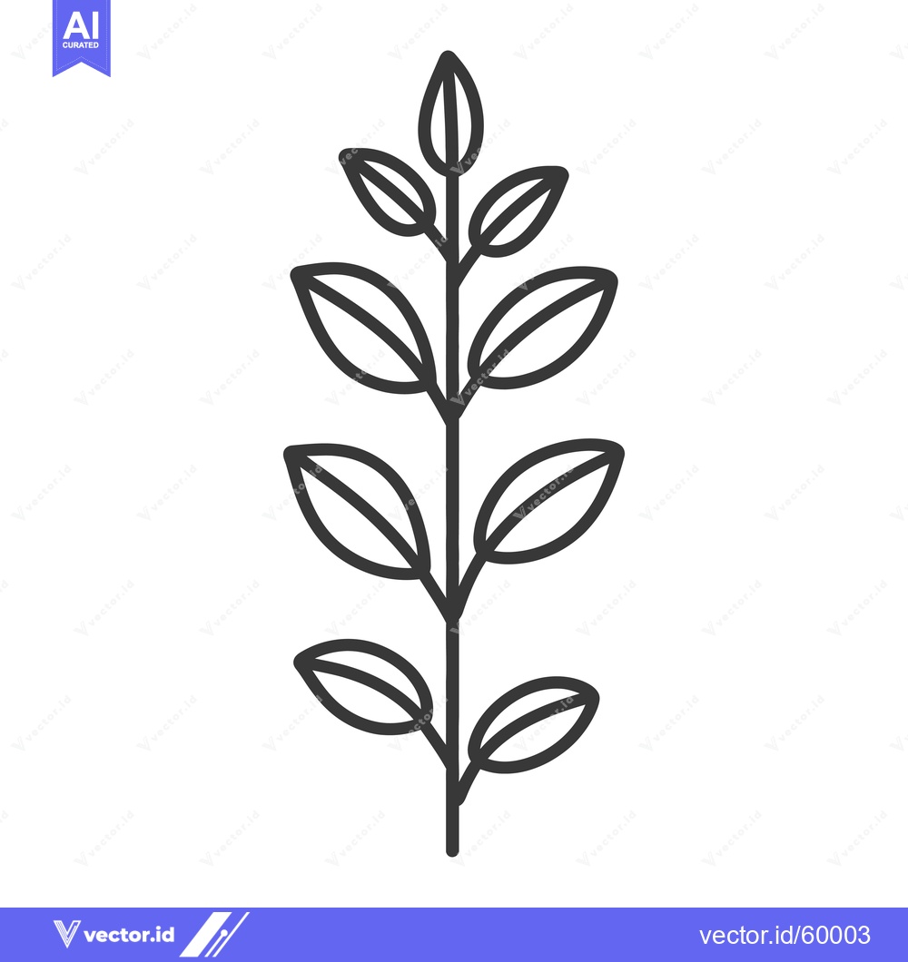 Premium Vector dari Simple Line Drawing of a Plant with Leaves