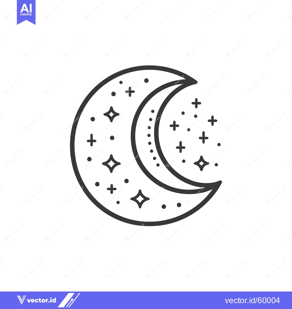 Premium Vector dari Crescent Moon and Stars Night Sky Design