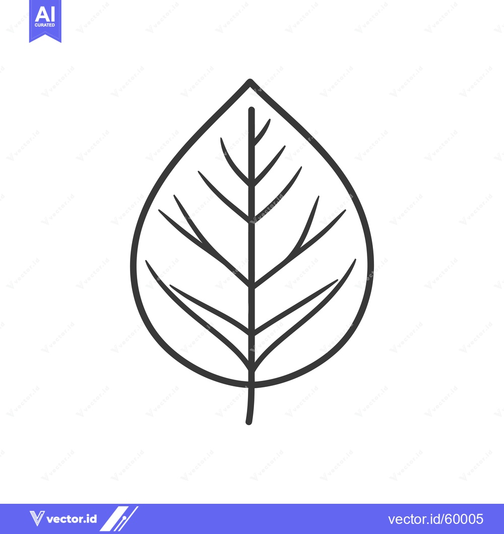 Premium Vector dari Simple Line Drawing Of A Single Leaf