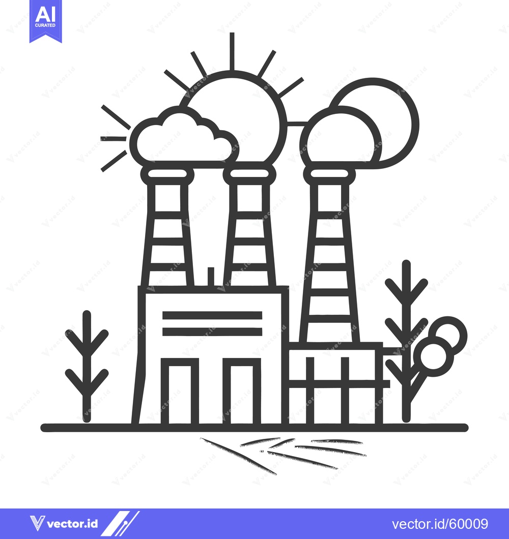 Premium Vector of Industrial Power Plant Under Sunny Skies