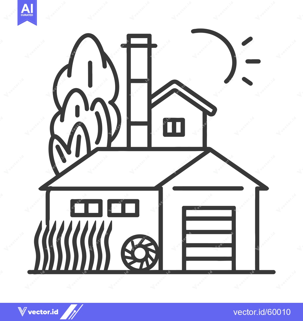 Premium Vector dari Suburban House with Attached Garage and Tree