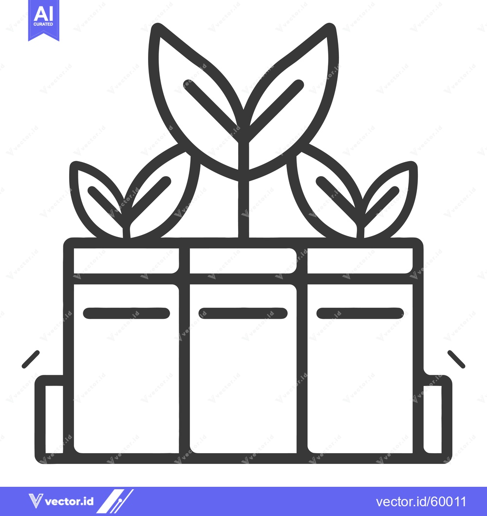 Premium Vector of Three Potted Plants Growing Together In A Garden Bed