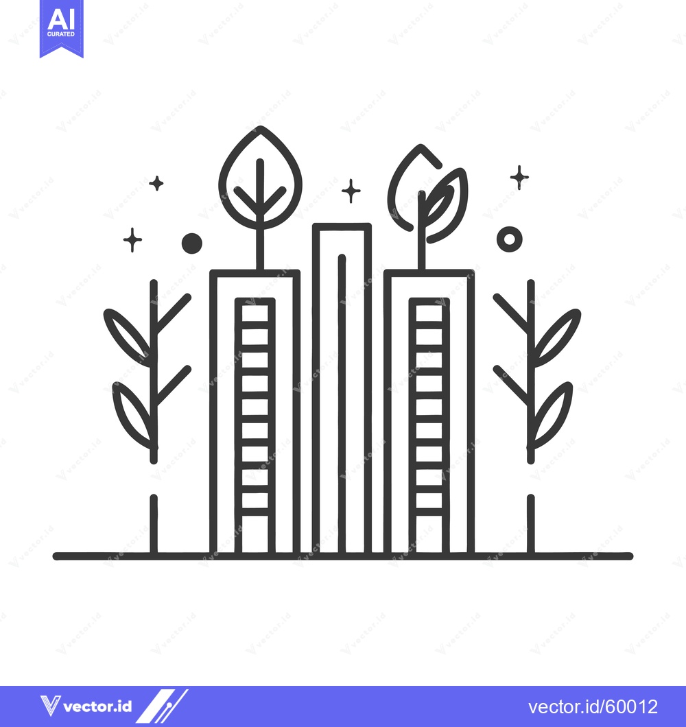 Premium Vector of Green Cityscape Buildings Trees Nature Environment