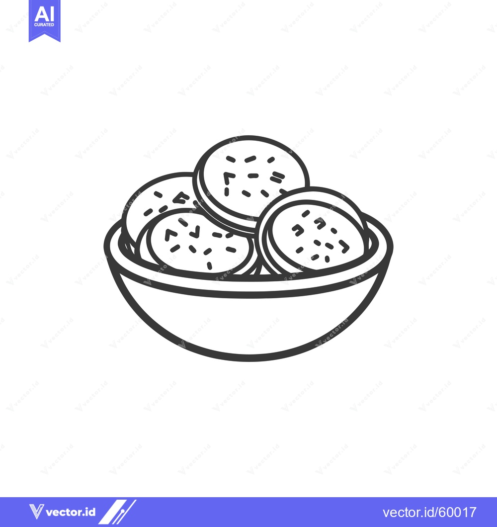Premium Vector dari A bowl of cookies sits ready to be eaten