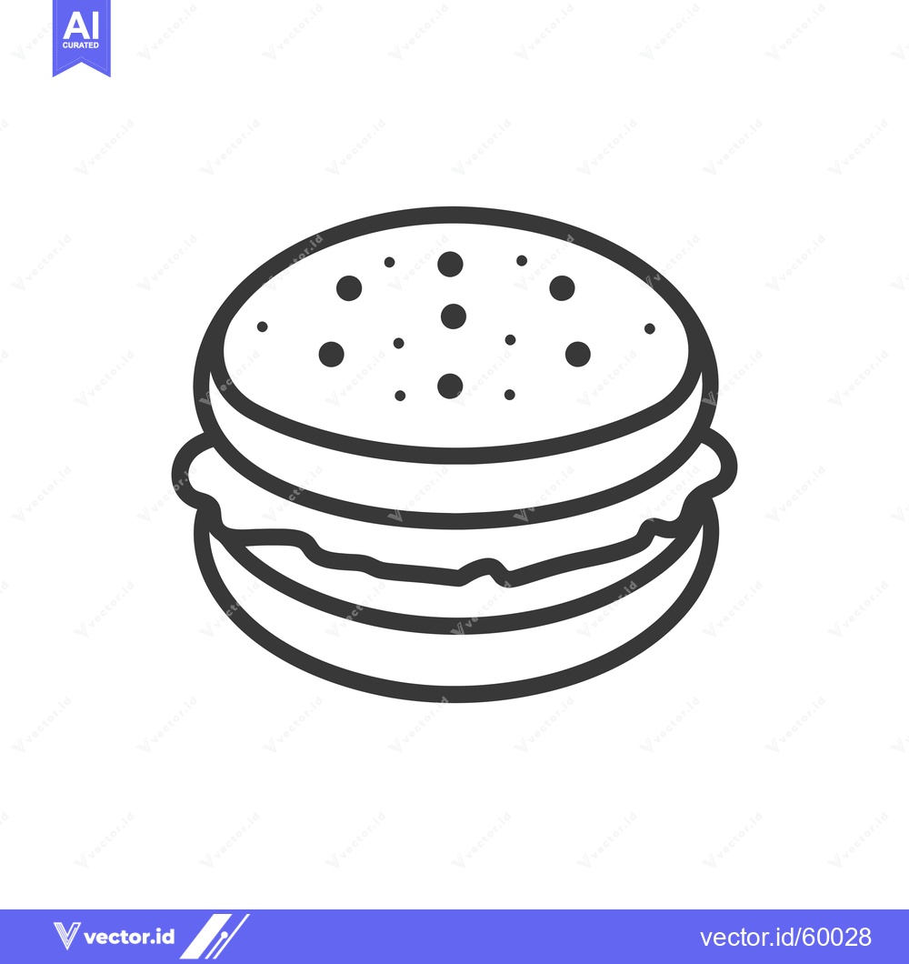 Premium Vector of Simple Line Drawing Of A Delicious Hamburger