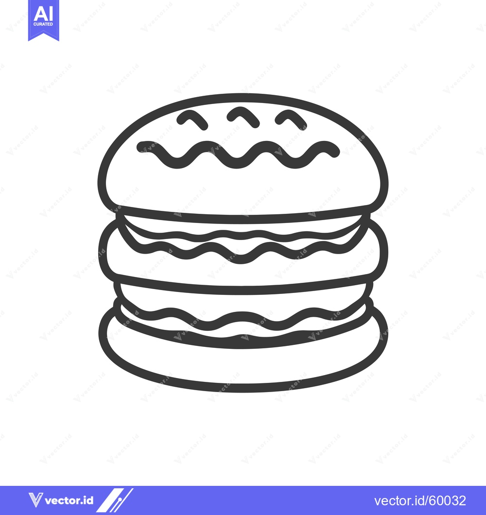 Premium Vector dari A Simple Line Drawing Of A Delicious Double Cheeseburger