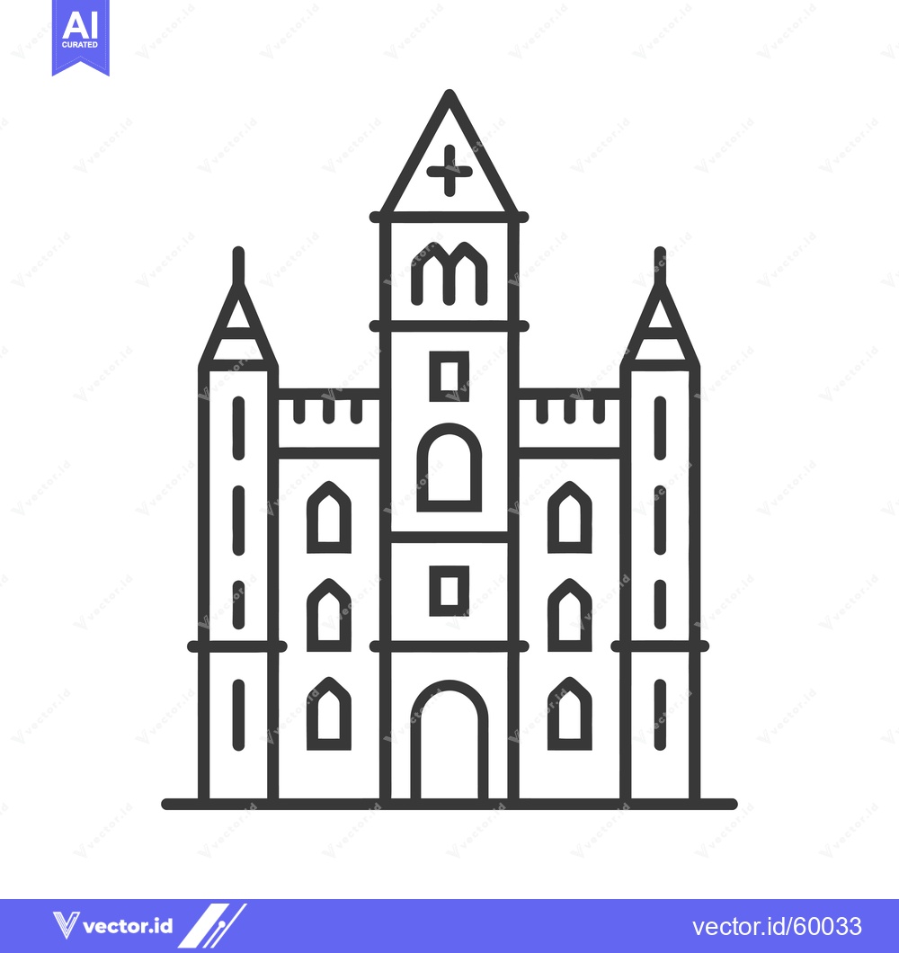 Premium Vector of Line art drawing of a tall church building