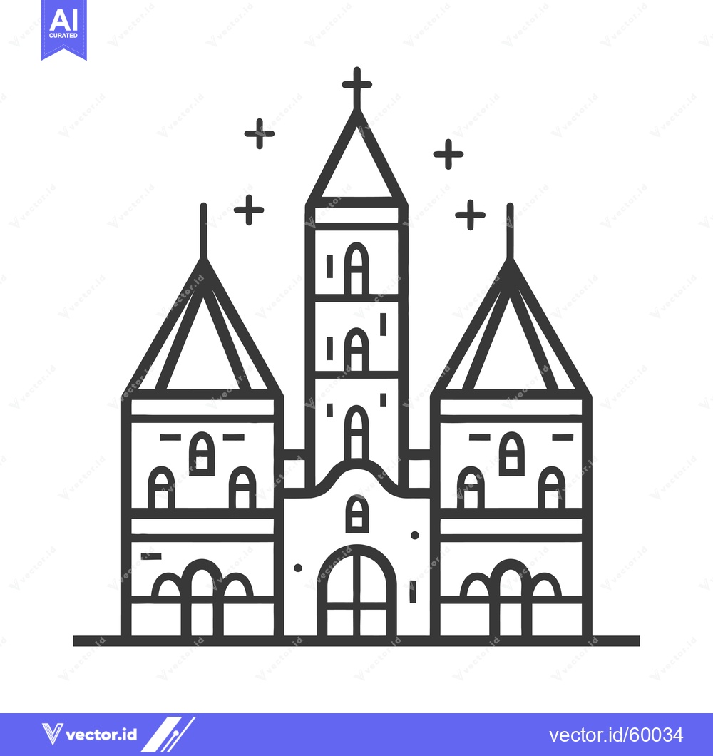 Premium Vector dari Line drawing of a majestic church building