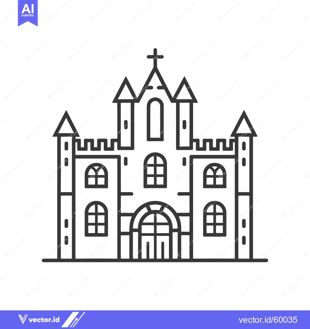 Premium Vector of Line drawing of a medieval style church building