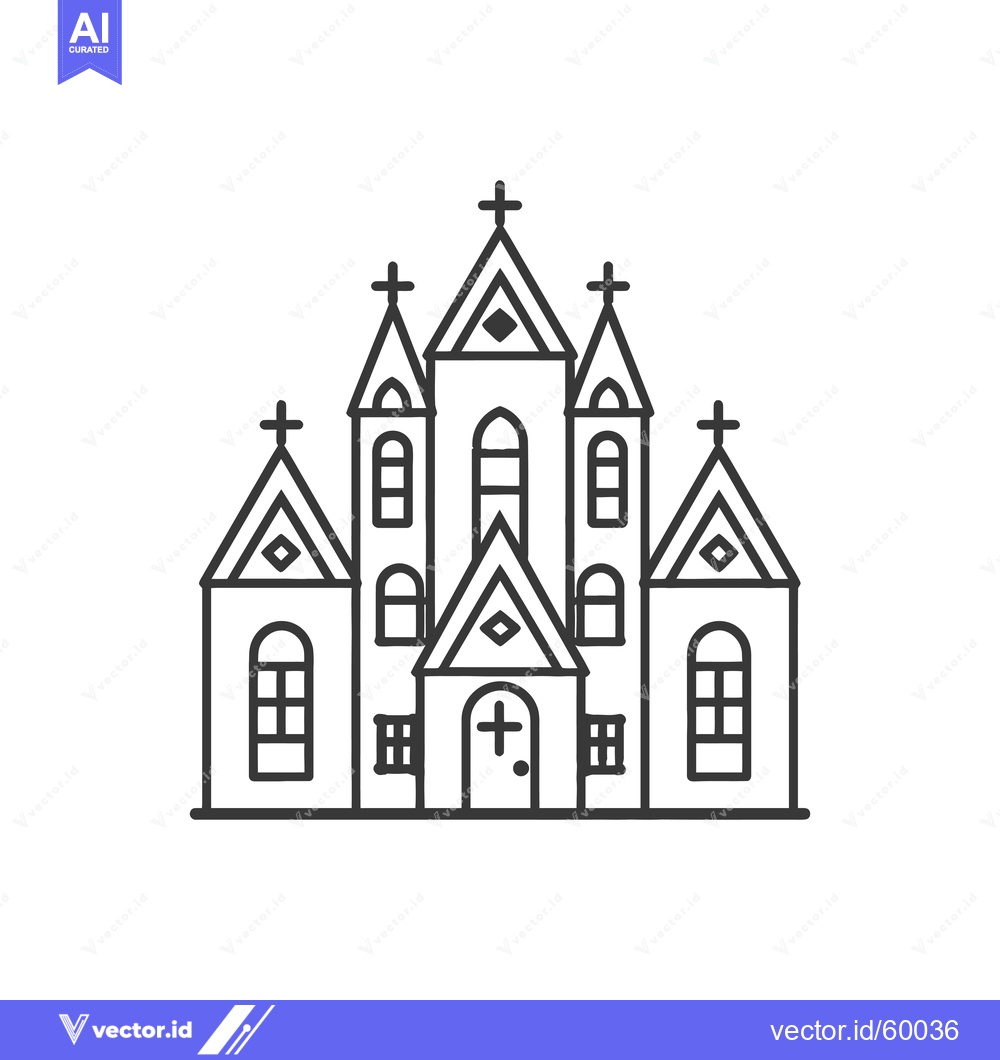 Premium Vector dari Line drawing of a classic church building