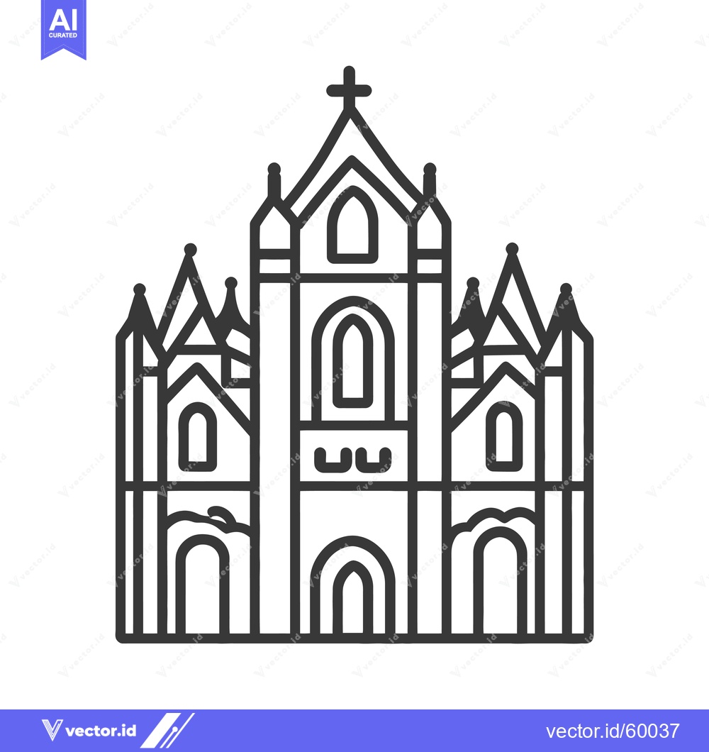 Premium Vector of Gothic Style Church Architectural Line Drawing