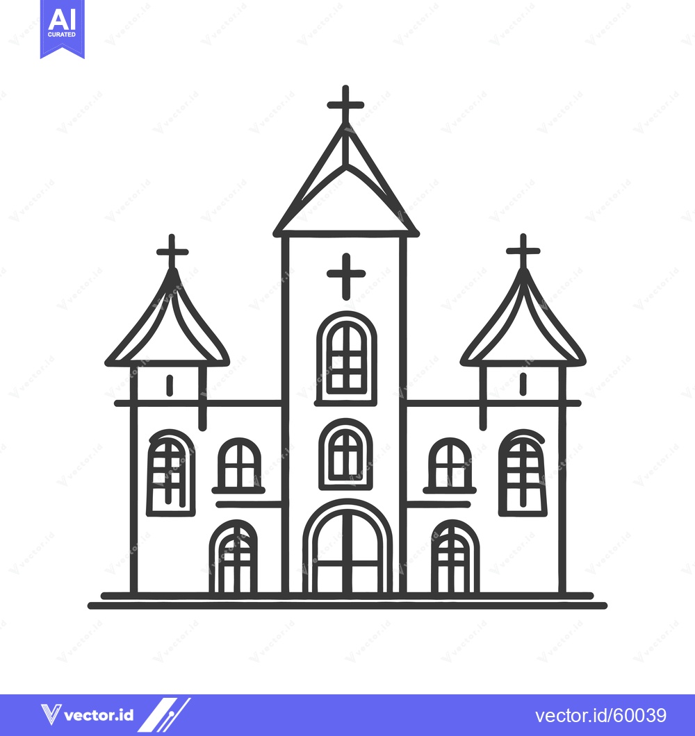 Premium Vector of Simple Line Drawing of a Church Building