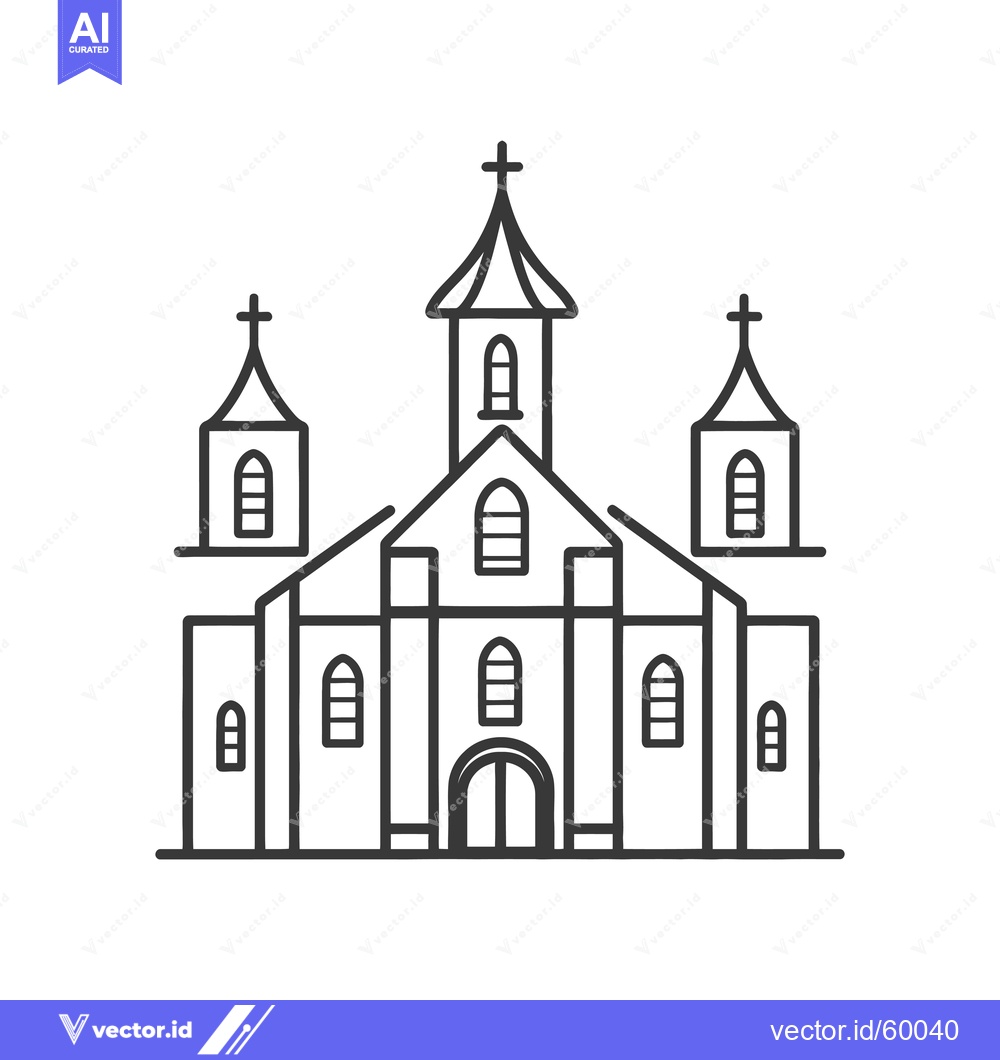 Premium Vector dari Simple Line Drawing Of A Church Building