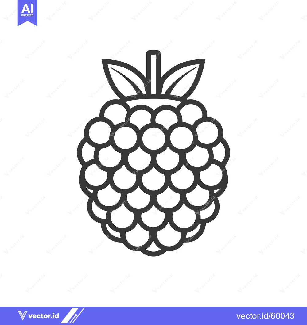 Premium Vector dari Line Art Illustration Of A Single Raspberry