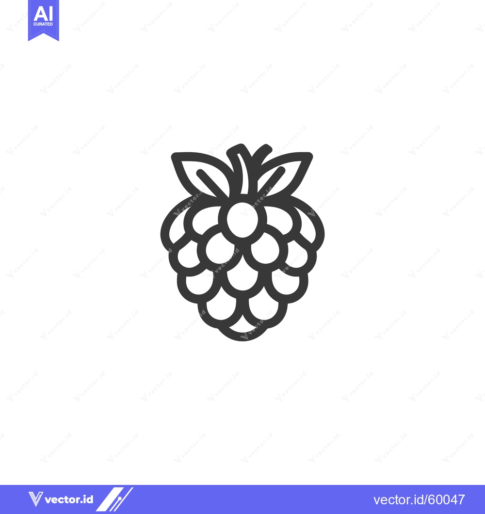 Premium Vector dari Line art illustration of a single raspberry