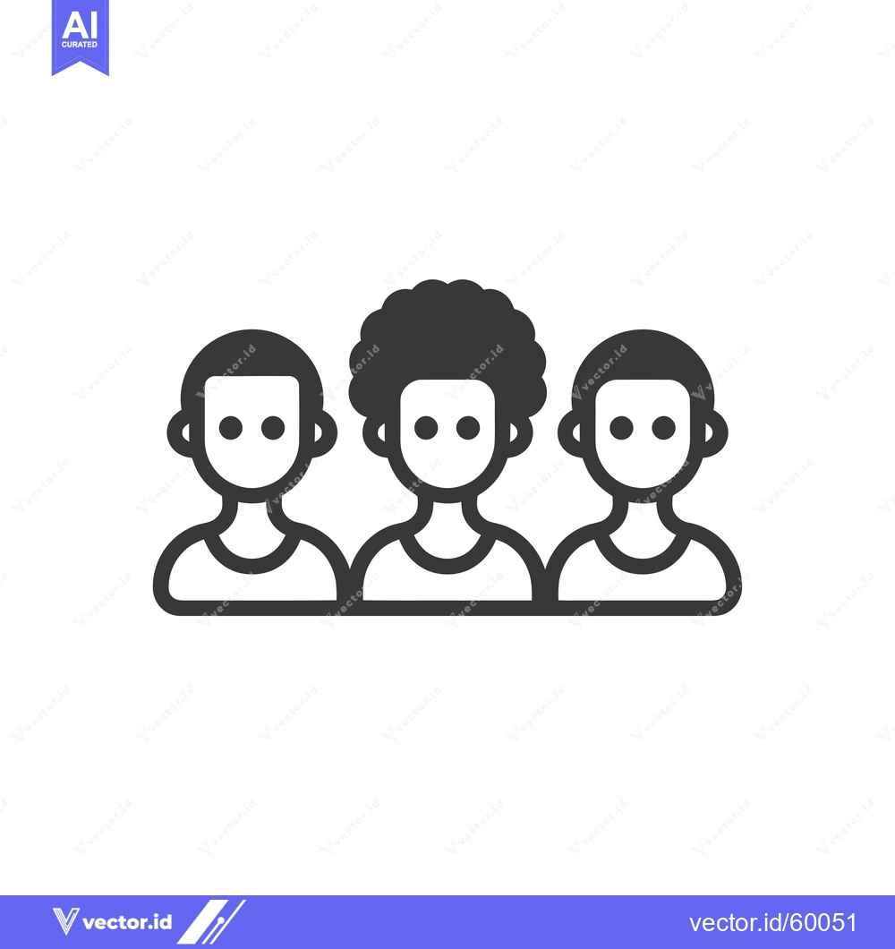 Premium Vector of Three Simple Line Drawings of People Side by Side