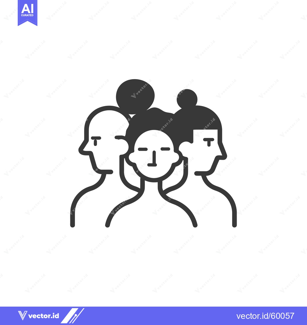 Premium Vector dari Three Diverse People Side-by-Side in Line Art