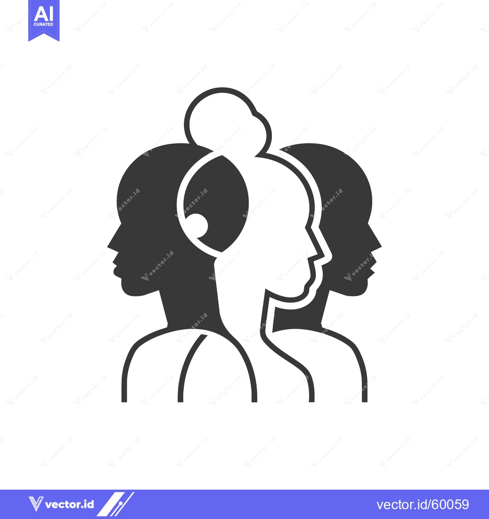 Premium Vector dari Three Female Silhouettes Facing Right in Profile