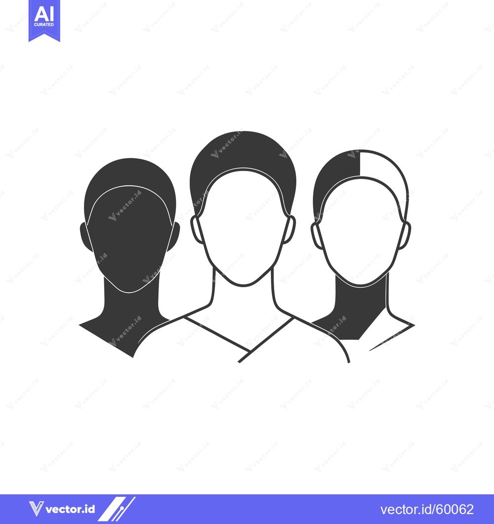Premium Vector of Three faceless head silhouettes in a row
