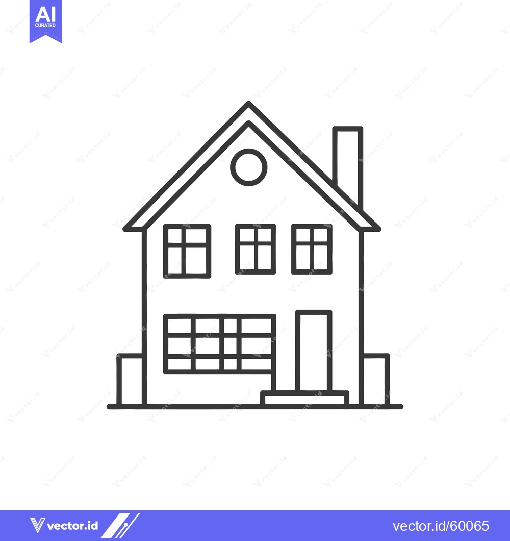 Premium Vector dari Simple Line Drawing Of A Two Story House